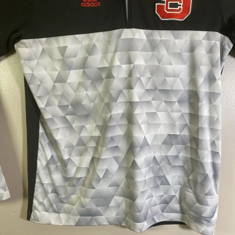 Adidas NC State Wolfpack Black Gray Athletic Embroidered Polo Shirt Mens Small